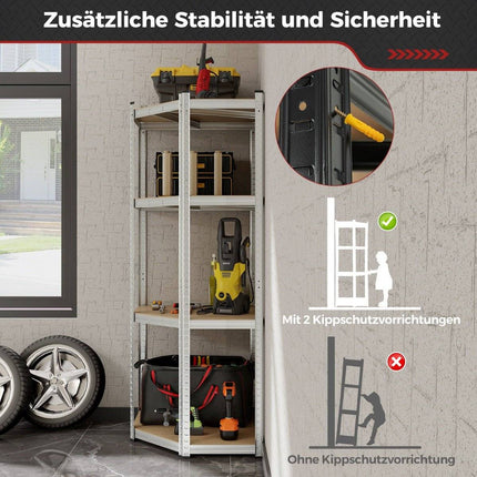 Storage shelf 70 x 70 x 180 cm heavy duty shelf with 4 adjustable shelves silver