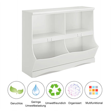 Storage shelf with containers toy shelf for children 105.5 x 39.5 x 84 cm white