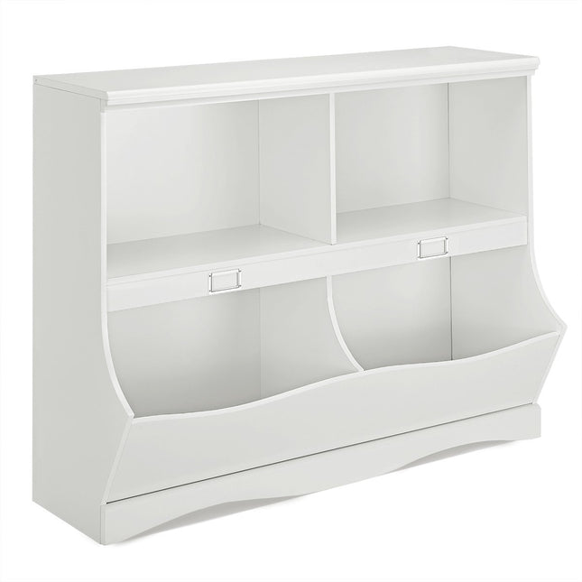 Storage shelf with containers toy shelf for children 105.5 x 39.5 x 84 cm white