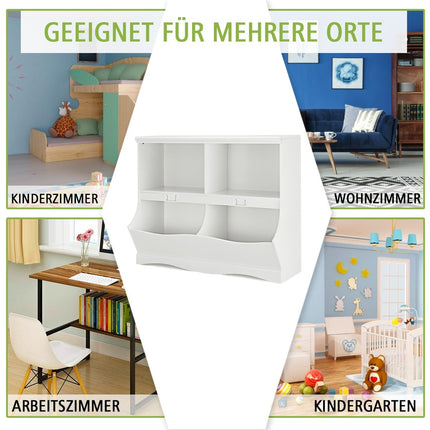 Storage shelf with containers toy shelf for children 105.5 x 39.5 x 84 cm white