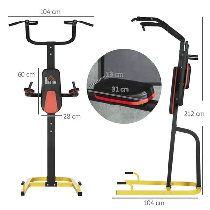 Multifunctional dip station for pull-ups and abdominal training, steel