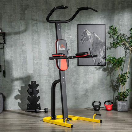 Multifunctional dip station for pull-ups and abdominal training, steel