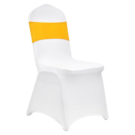 Stretch Spandex Folding Chair Covers, 50-Set, Gold White Sashes
