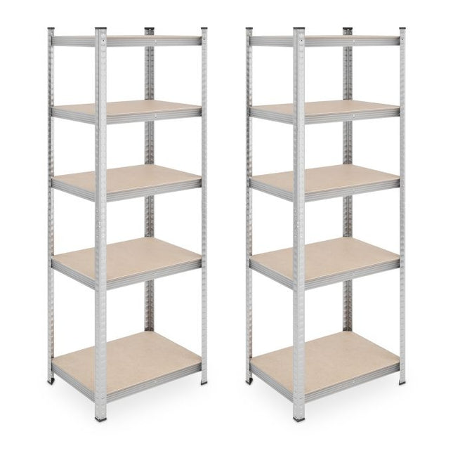 Strong shelves with 5 levels in a set of 2