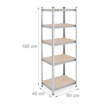 Strong shelves with 5 levels in a set of 2