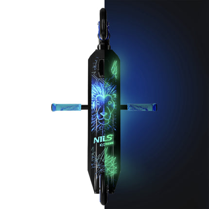 Stunt Scooter, 110mm PU Wheels, ABEC-7, Blue Lion Graphic