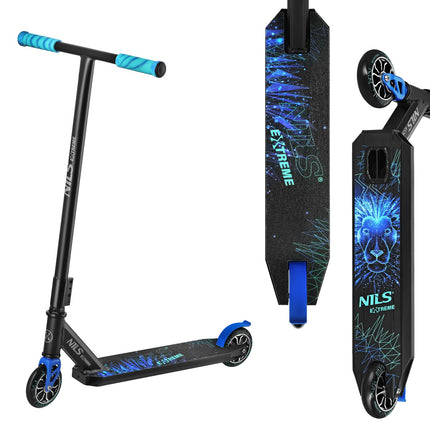 Stunt Scooter, 110mm PU Wheels, ABEC-7, Blue Lion Graphic
