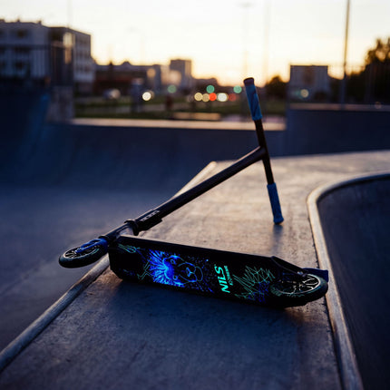 Stunt Scooter, 110mm PU Wheels, ABEC-7, Blue Lion Graphic
