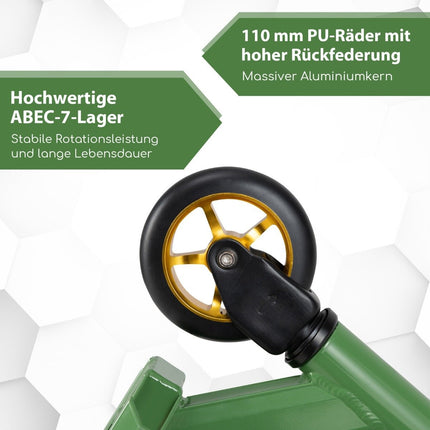 Stunt Scooter with 360 Steering &amp; PU Wheels &amp; Aluminum Deck Stunt Scooter Fun Scooter Green