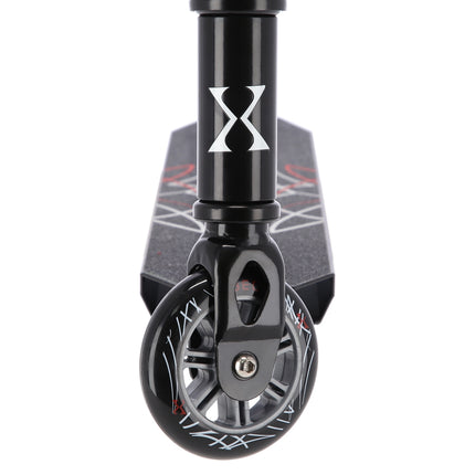 Stunt Scooter with Aluminium Deck and Rear Foot Brake, Black-Red, Max 100 kg
