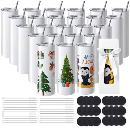 Sublimation Tumblers, 24-Pack 20 oz Stainless Steel Set