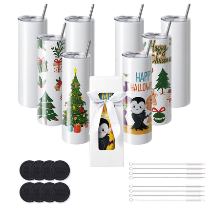 Sublimation Tumblers, 8-Pack 30 Oz Stainless Steel with Lids