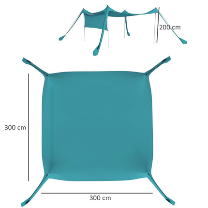 Waterproof sunroof awning, 3x3x2M With steel rods