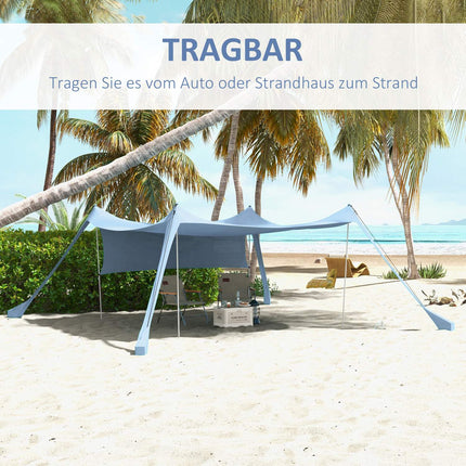 Waterproof Screen Awning, Steel Poles, Bag - Blue