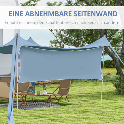 Waterproof Screen Awning, Steel Poles, Bag - Blue