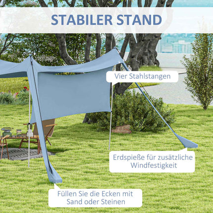 Waterproof Screen Awning, Steel Poles, Bag - Blue