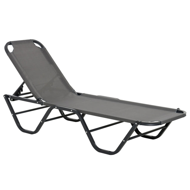 Sun lounger in aluminium, 5-level adjustable, grey/black
