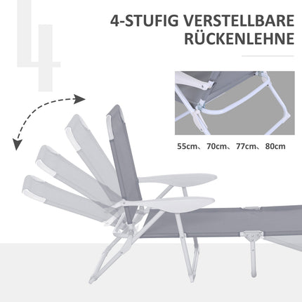 Folding sun lounger with 4-layer mesh, Gray 160x66x80 cm