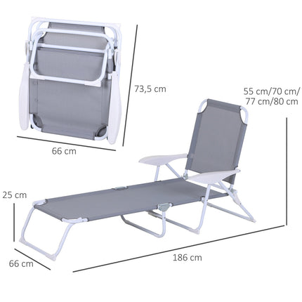 Folding sun lounger with 4-layer mesh, Gray 160x66x80 cm