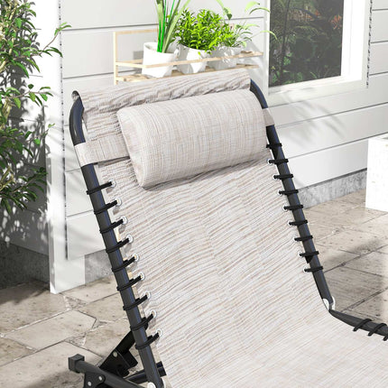 Adjustable beige sun lounger with 4-step backrest