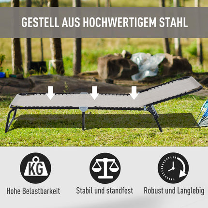 Adjustable beige sun lounger with 4-step backrest