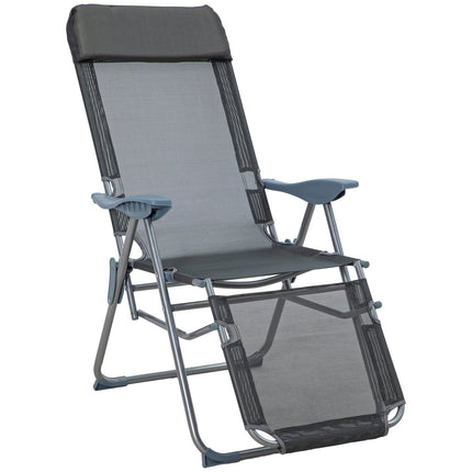 Folding garden chair, adjustable backrest, gray mesh