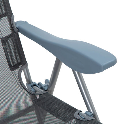 Folding garden chair, adjustable backrest, gray mesh