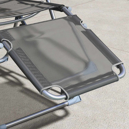 Folding garden chair, adjustable backrest, gray mesh