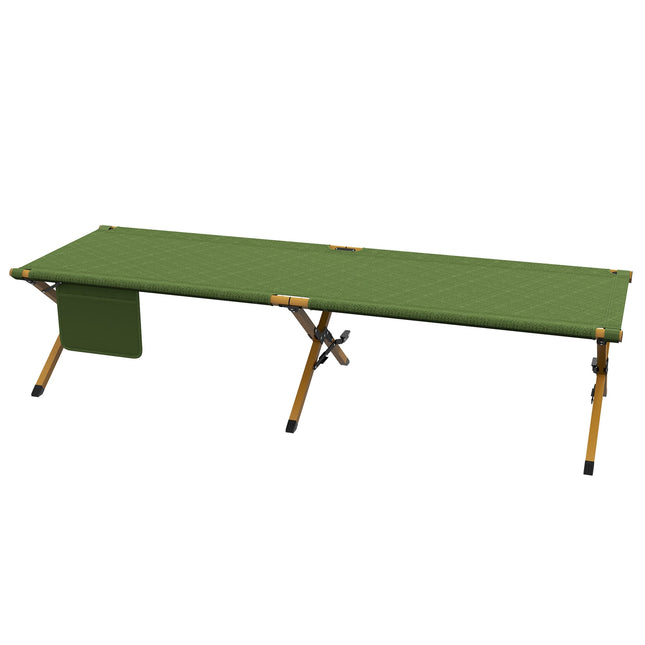 Folding sun lounger with side pocket, dark green