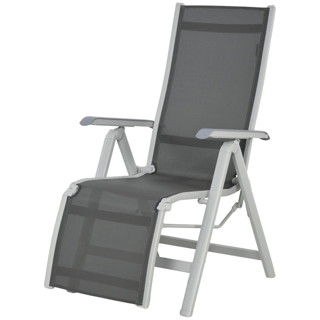 Folding sun lounger - adjustable foot and backrest, gray