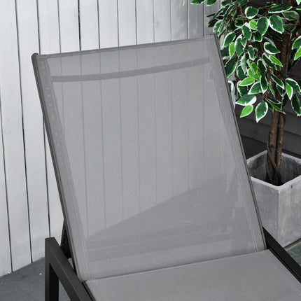 Sun lounger in aluminum with adjustable backrest, Gray 169x65 Cm