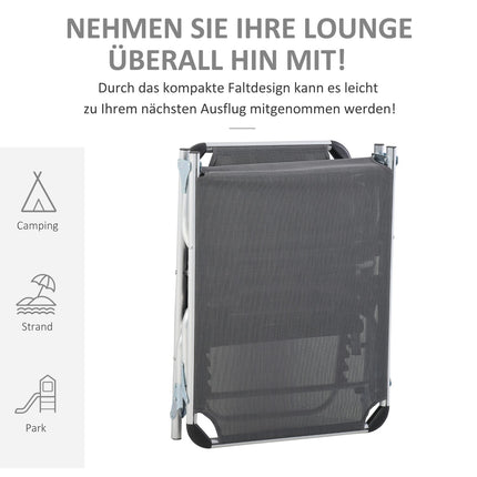 Adjustable sun lounger in gray mesh, foldable and ergonomic