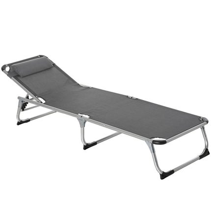 Adjustable sun lounger in gray mesh, foldable and ergonomic
