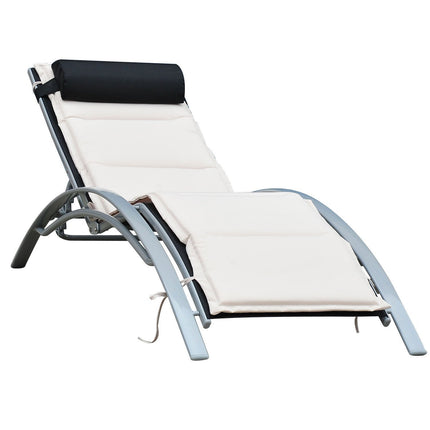 Adjustable sun lounger in aluminum - Cream white, 170x64x82 Cm