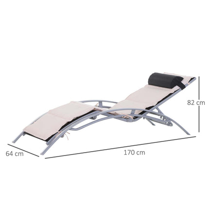Adjustable sun lounger in aluminum - Cream white, 170x64x82 Cm
