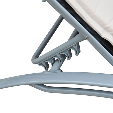 Adjustable sun lounger in aluminum - Cream white, 170x64x82 Cm
