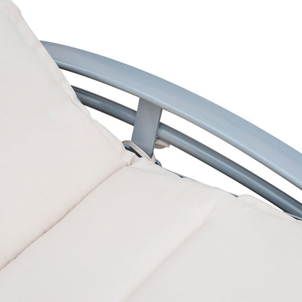 Adjustable sun lounger in aluminum - Cream white, 170x64x82 Cm