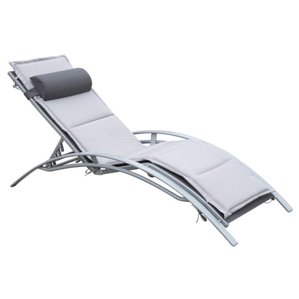 Adjustable sun lounger in aluminum - Grey, 170 x 64 x 82 cm