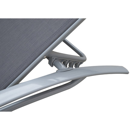 Adjustable sun lounger in aluminum - Grey, 170 x 64 x 82 cm