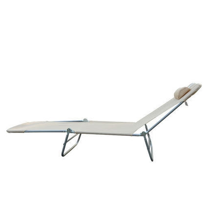 Sun lounger, Adjustable Garden chair with two legs, Cream