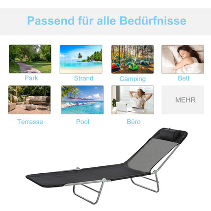 Black outdoor sun lounger - relaxing garden chair