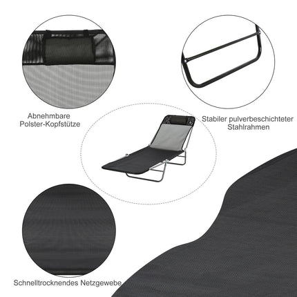 Black outdoor sun lounger - relaxing garden chair
