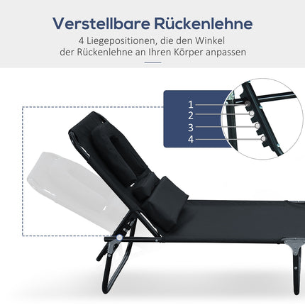 Black sun lounger with face opening for relaxation