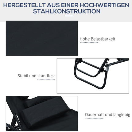 Black sun lounger with face opening for relaxation