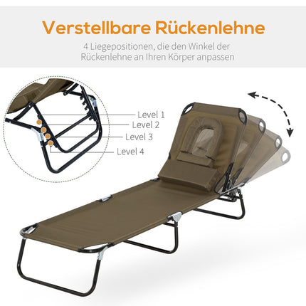 Sun lounger with reading window and face opening, brown
