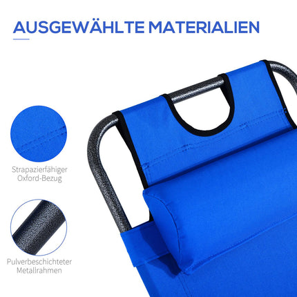 Folding beach chair with cushion, metal & Oxford fabric, blue