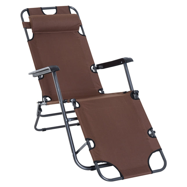 Folding sun lounger with cushion, metal & Oxford fabric