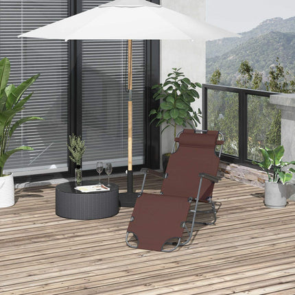 Folding sun lounger with cushion, metal & Oxford fabric