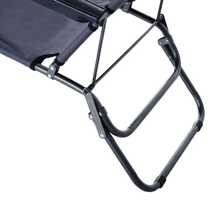 Folding sun lounger with cushion - metal & Oxford fabric