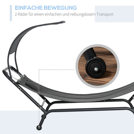 Sun lounger with cover, cushion, 240x92x148cm, dark grey